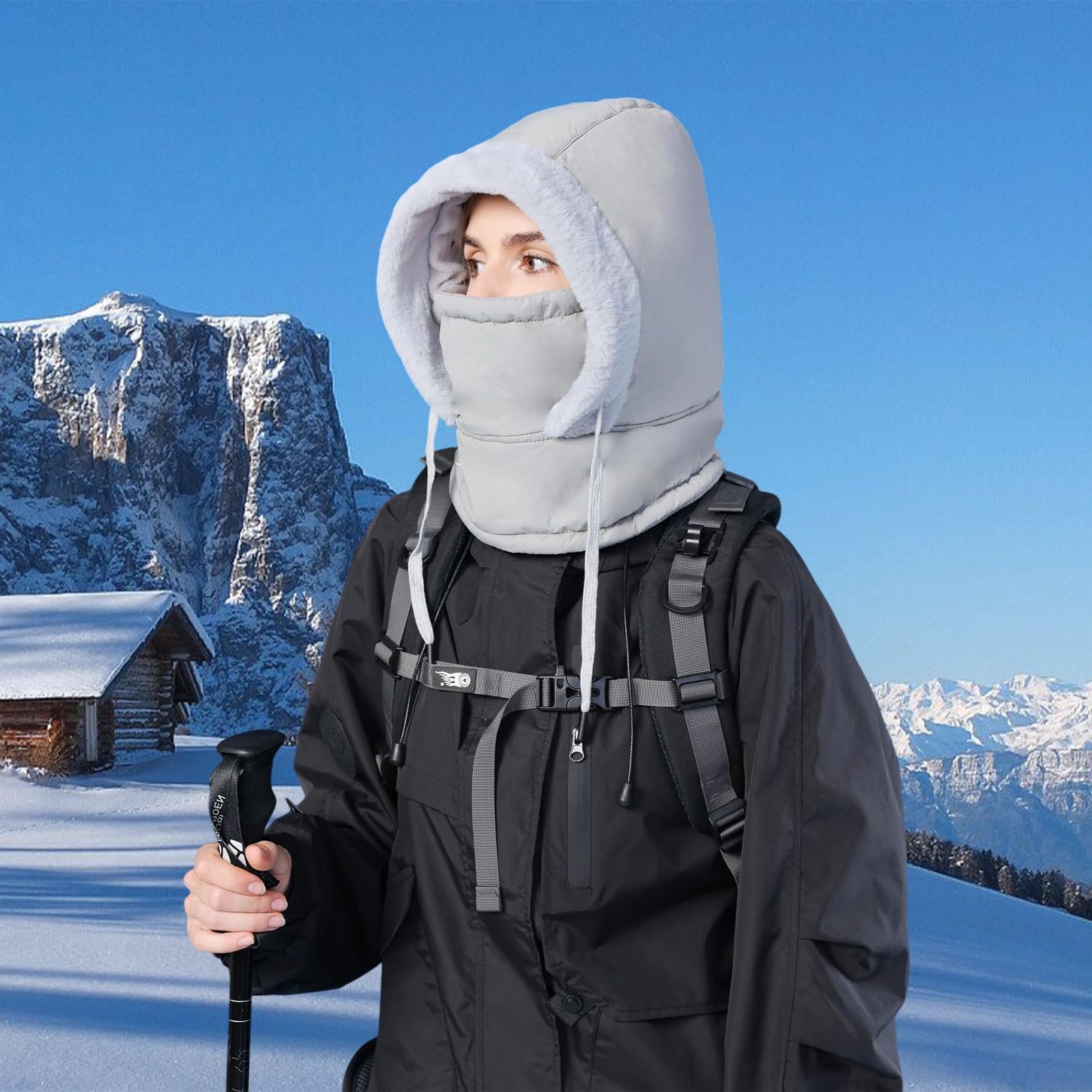 ❄️Unisex Winter Balaclava Hoodie - Waterproof Fleece Ski Mask with Face Shield & Earmuffs