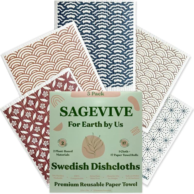 🏆Flash Sale⚡50K+ SOLD! Almost Gone-💥Swedish Dishcloths for Kitchen & Cleaning | 5 Pack