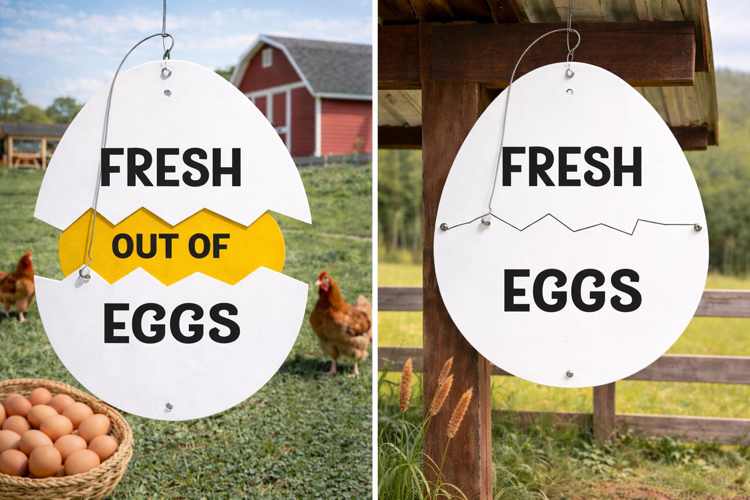 🔥Last Day 50% OFF -🥚Farm Fresh Eggs Metal Sign - Rustic Farmhouse Decor for Coop & Market🏠🐔