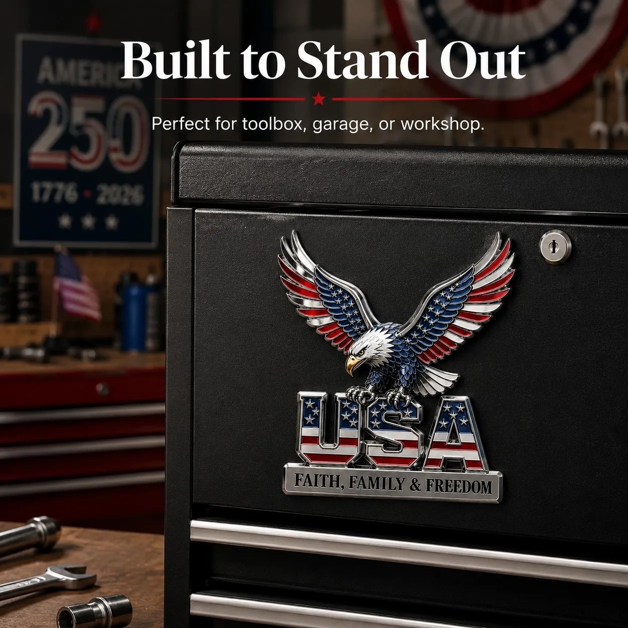 🎁250th Anniversary 50% OFF - USA Faith, Family & Freedom★ Metal Emblem