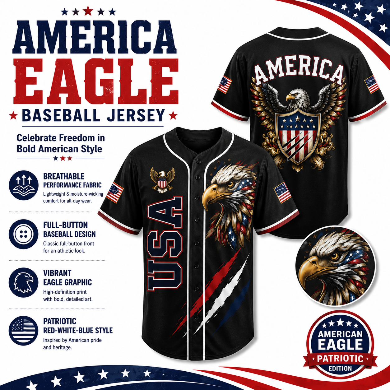 🔥250th Anniversary 70% OFF -🎆⚾250th Anniversary Patriotic Jersey — A Perfect 4th of July Outfit