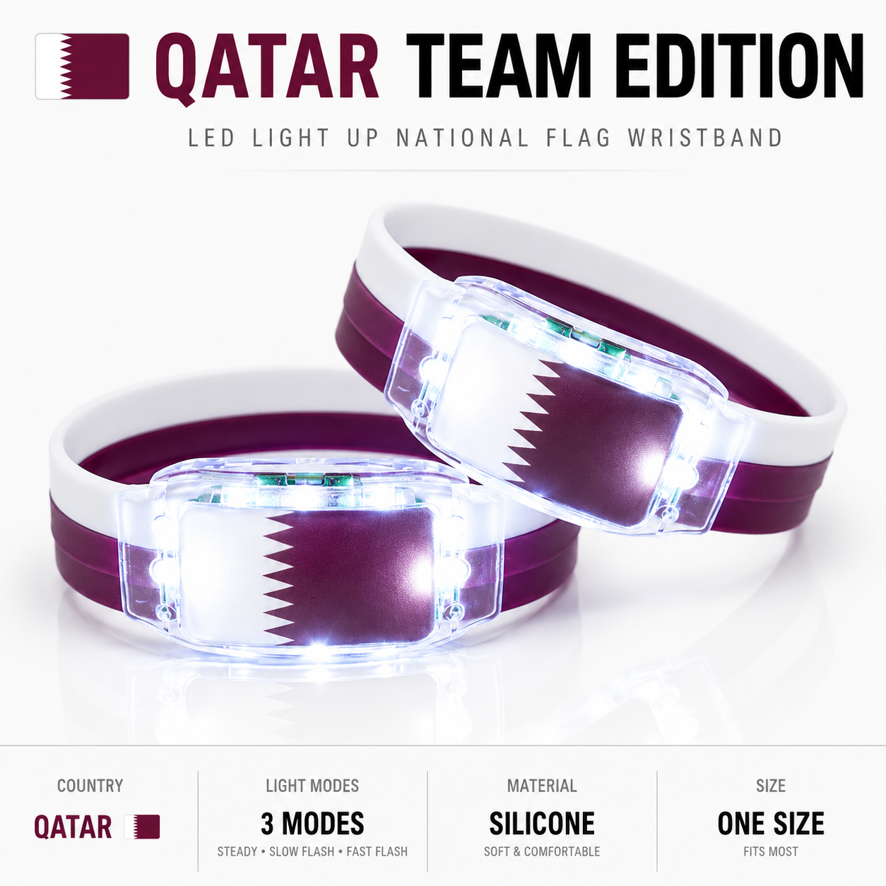 🔥250th Anniversary 70% OFF - ⚽✨LED Light Up National Flag Wristbands