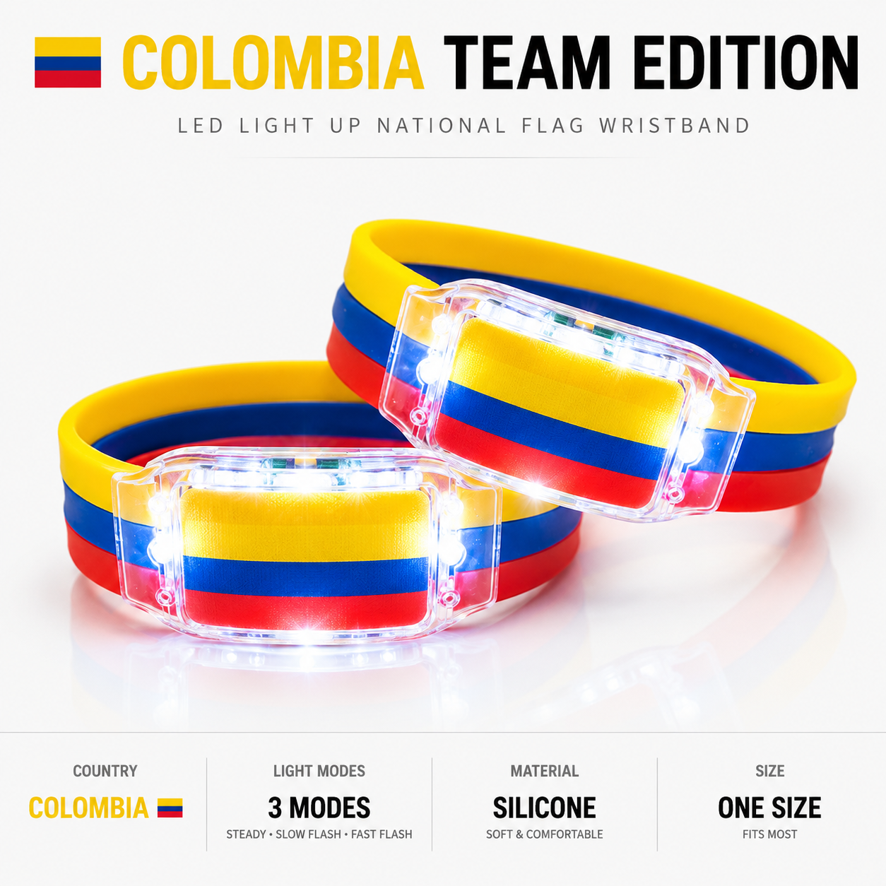 🔥250th Anniversary 70% OFF - ⚽✨LED Light Up National Flag Wristbands
