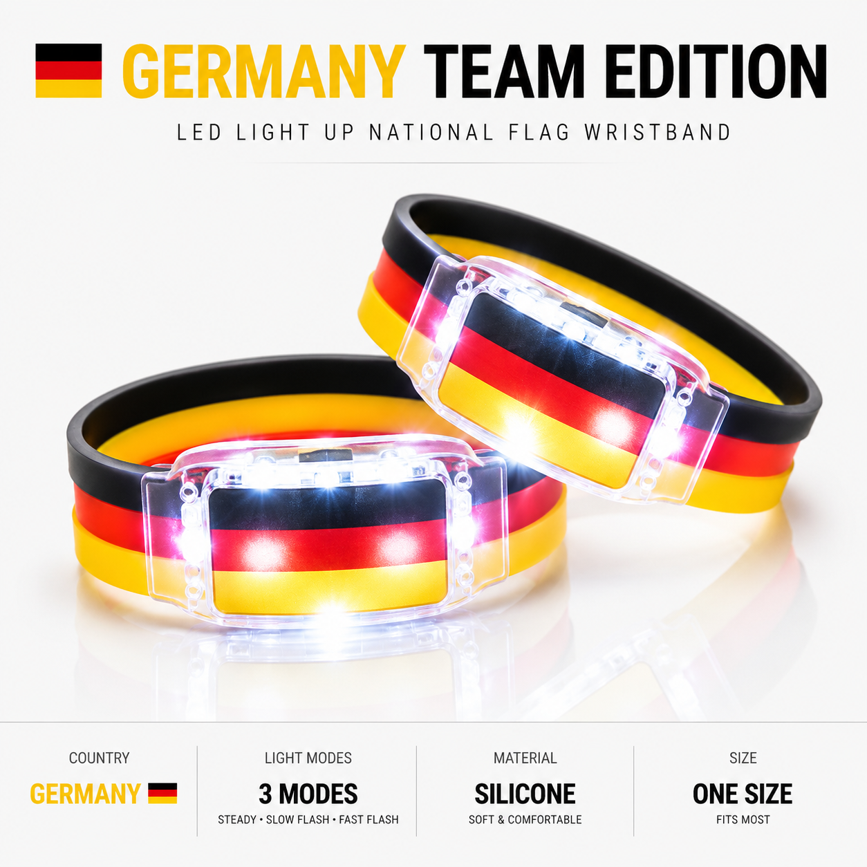 🔥250th Anniversary 70% OFF - ⚽✨LED Light Up National Flag Wristbands