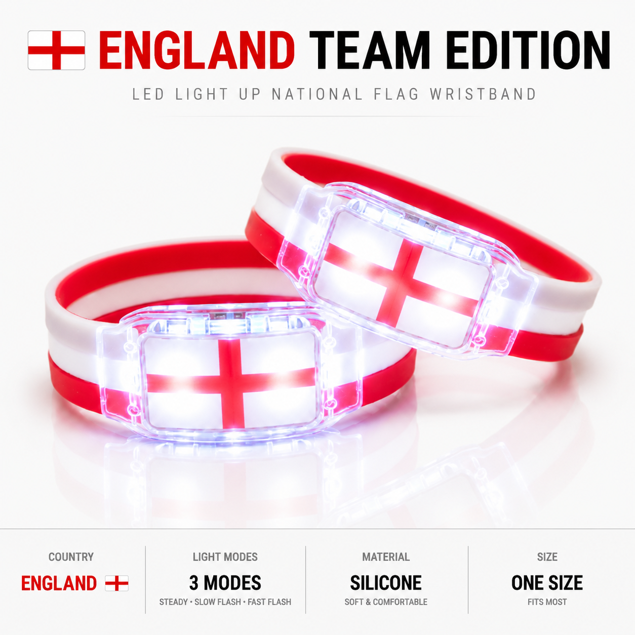 🔥250th Anniversary 70% OFF - ⚽✨LED Light Up National Flag Wristbands