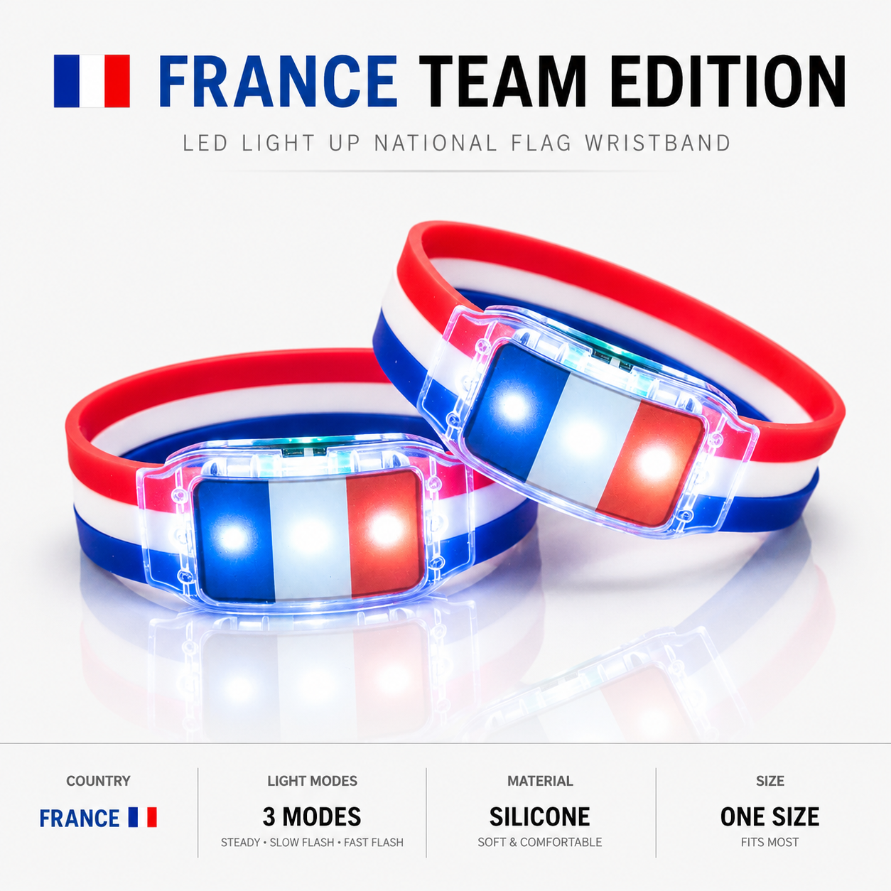 🔥250th Anniversary 70% OFF - ⚽✨LED Light Up National Flag Wristbands