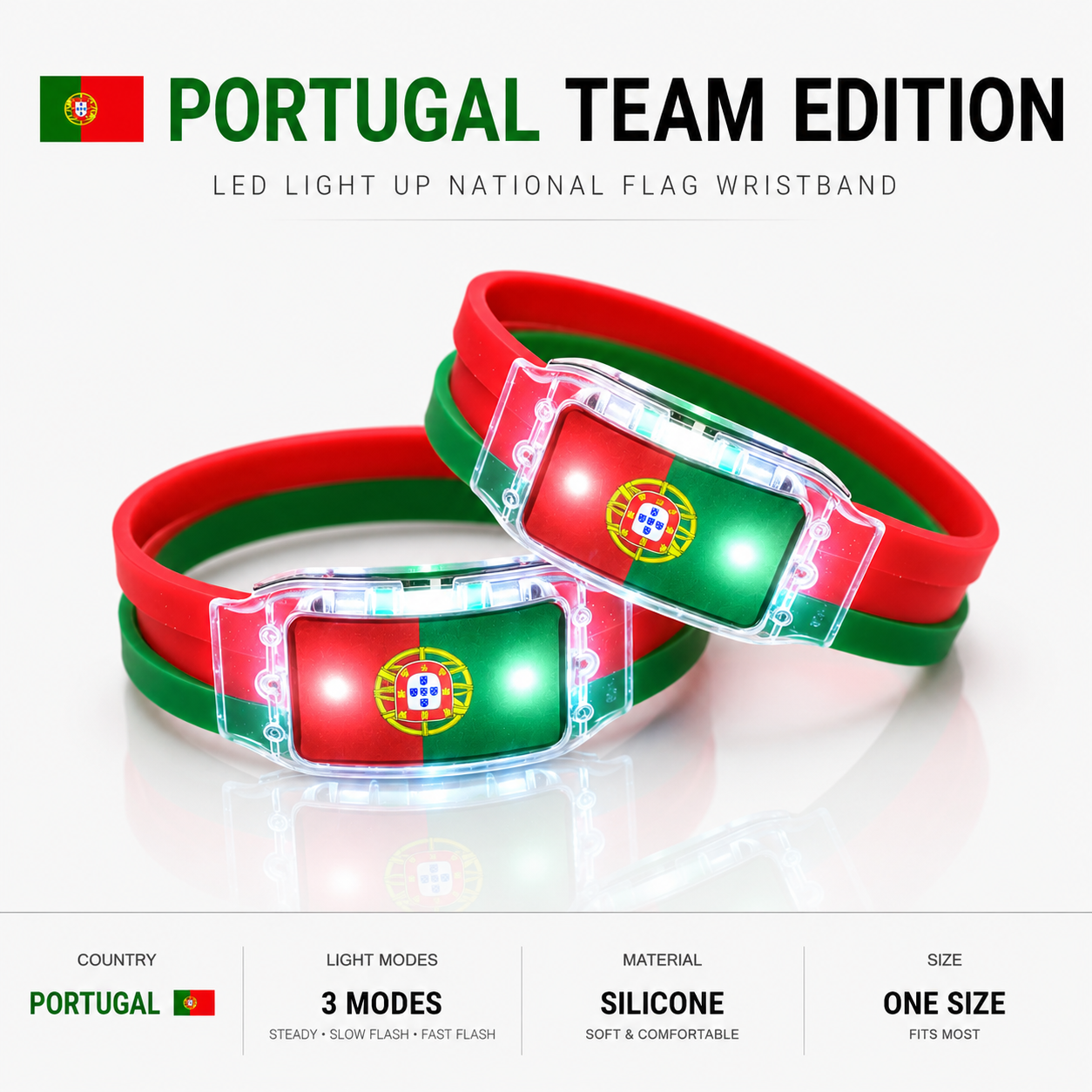 🔥250th Anniversary 70% OFF - ⚽✨LED Light Up National Flag Wristbands