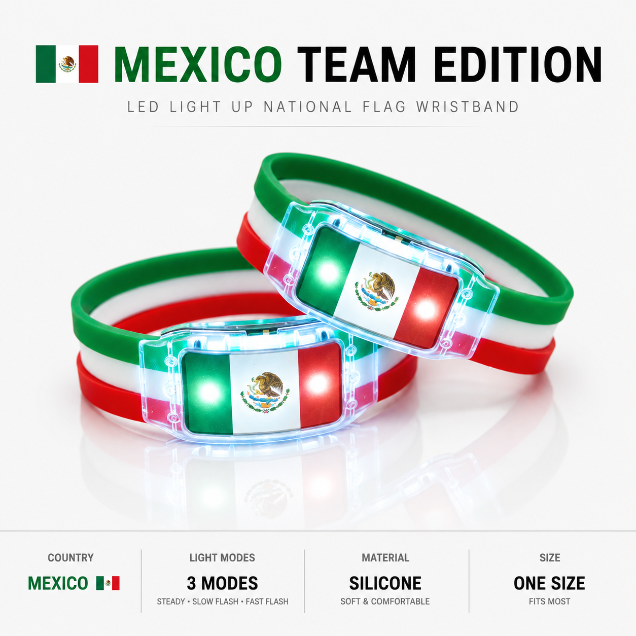 🔥250th Anniversary 70% OFF - ⚽✨LED Light Up National Flag Wristbands