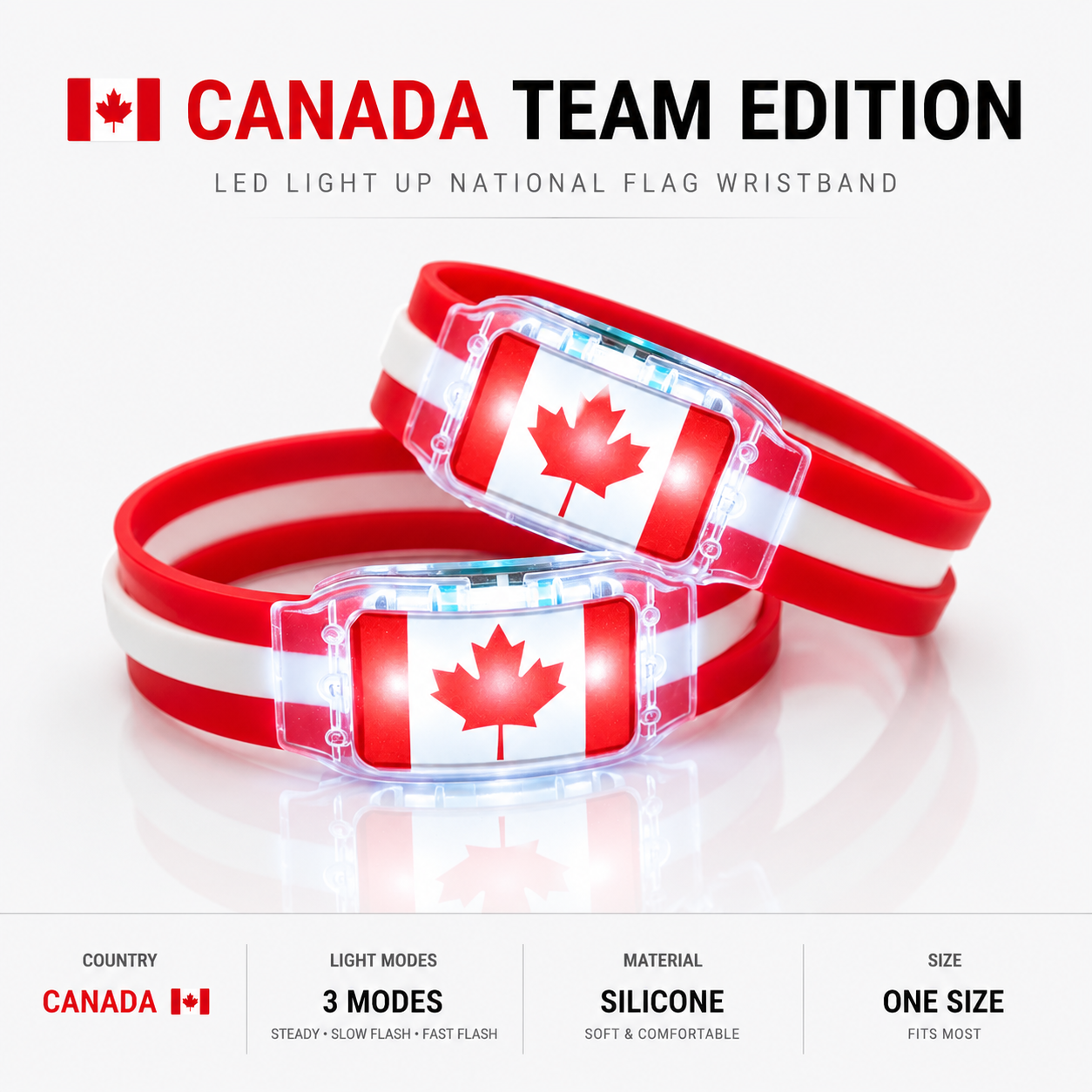 🔥250th Anniversary 70% OFF - ⚽✨LED Light Up National Flag Wristbands