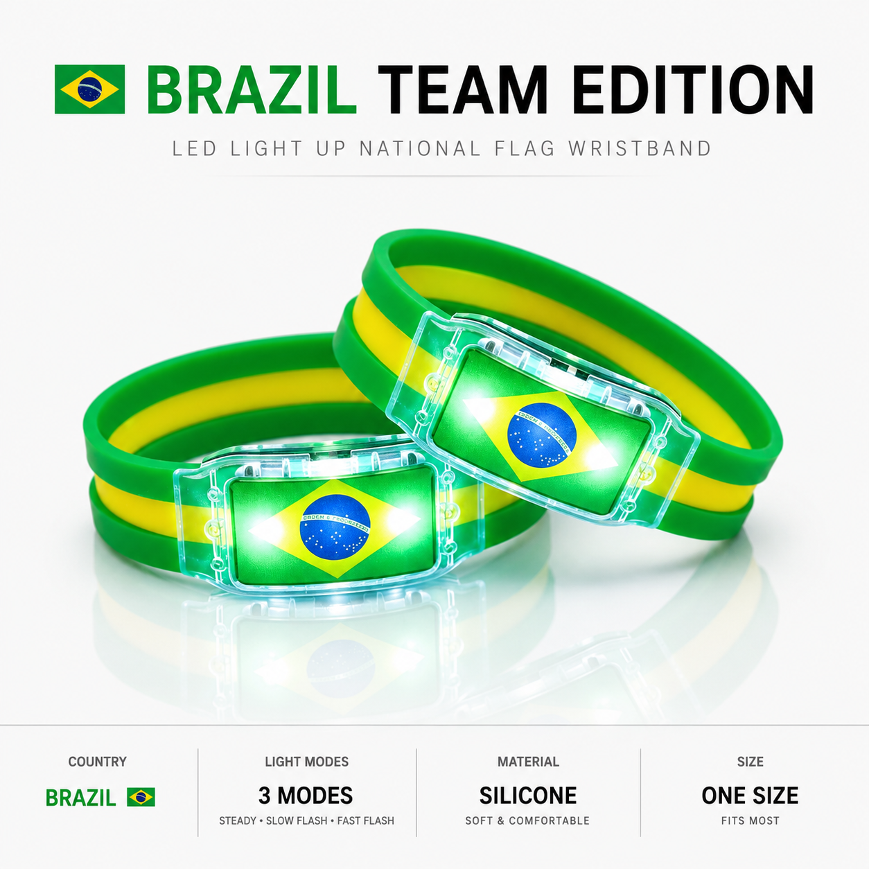 🔥250th Anniversary 70% OFF - ⚽✨LED Light Up National Flag Wristbands