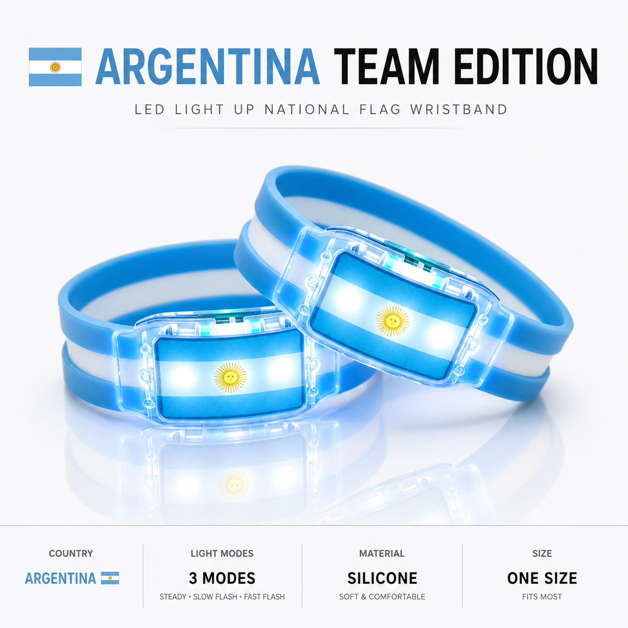 🔥250th Anniversary 70% OFF - ⚽✨LED Light Up National Flag Wristbands