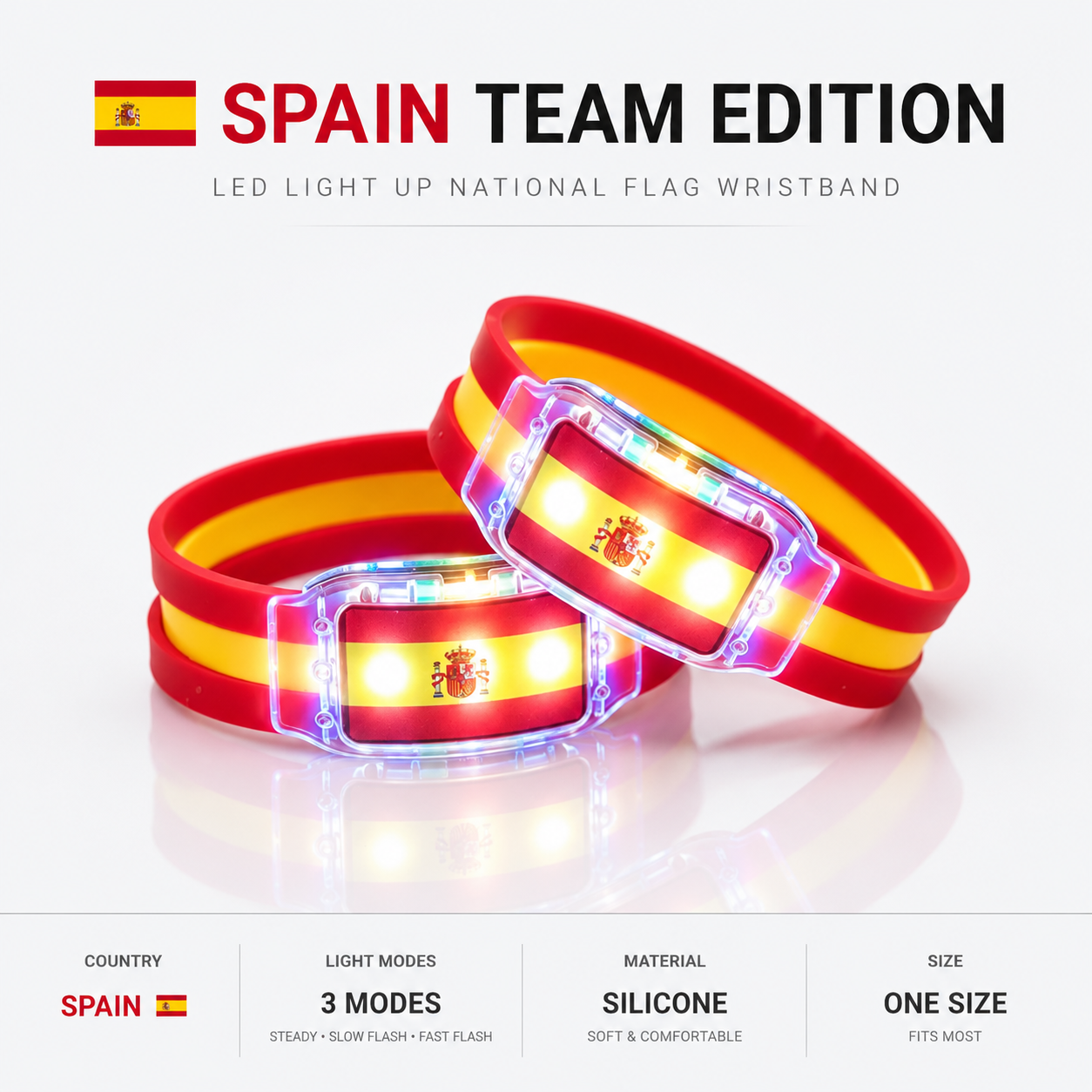 🔥250th Anniversary 70% OFF - ⚽✨LED Light Up National Flag Wristbands