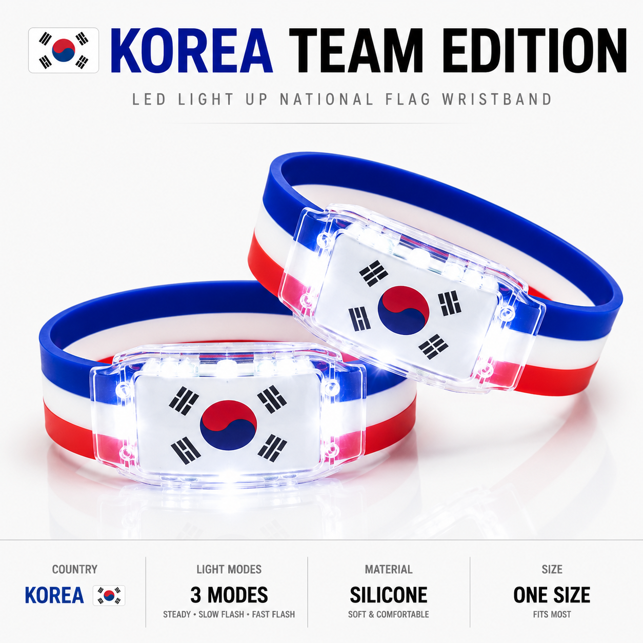 🔥250th Anniversary 70% OFF - ⚽✨LED Light Up National Flag Wristbands