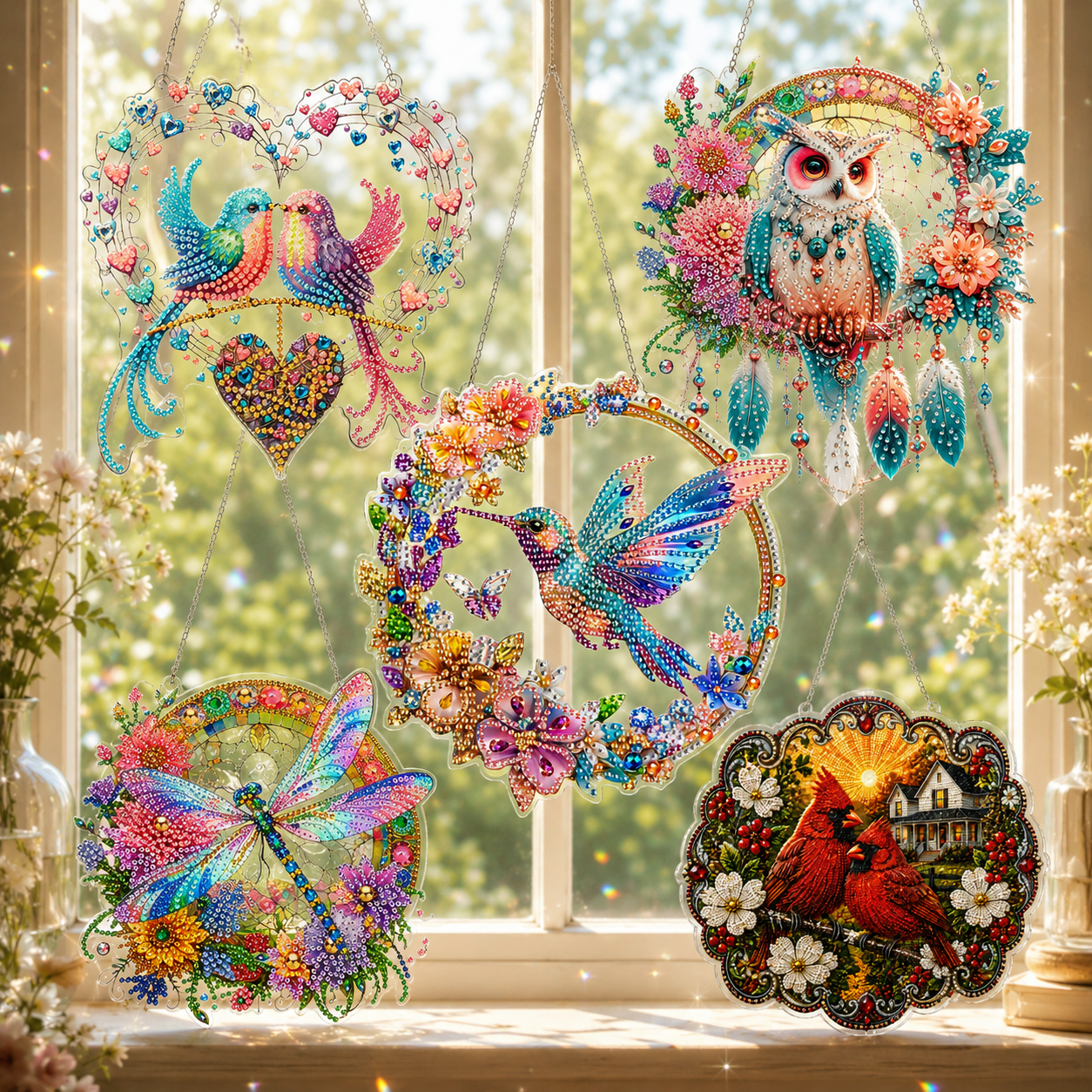 🔥Limited time 70% OFF - 🐦✨Hummingbird Diamond Art Hanging Ornament Kit – Sparkling DIY Window Ornament 