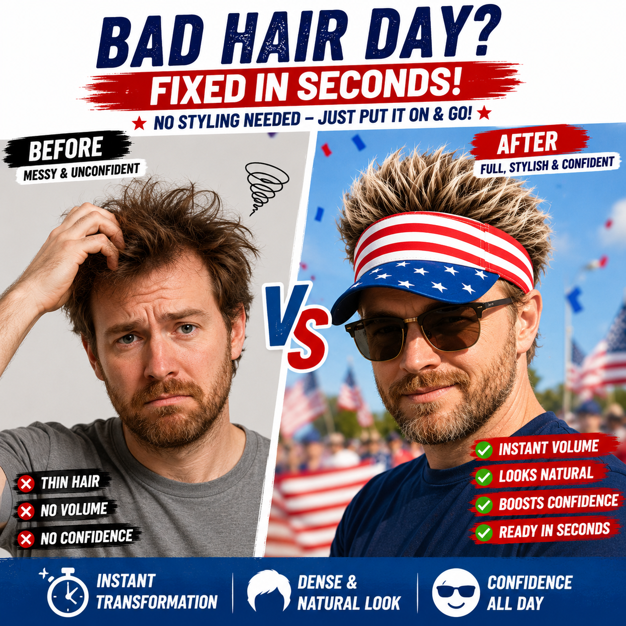 🎉American Flag Wig Hat - Celebrate 250 Years of American Heritage in Style!