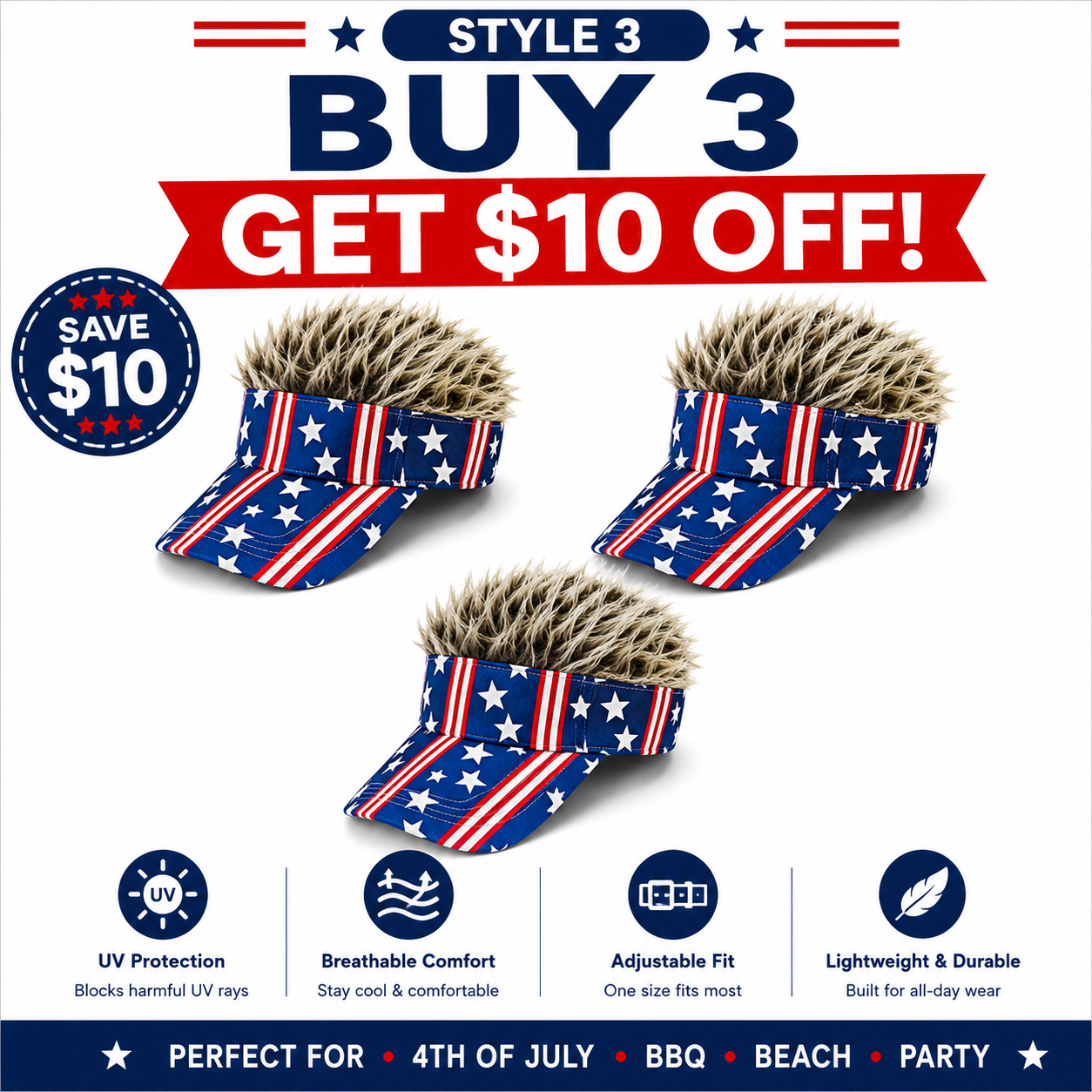 🎉American Flag Wig Hat - Celebrate 250 Years of American Heritage in Style!