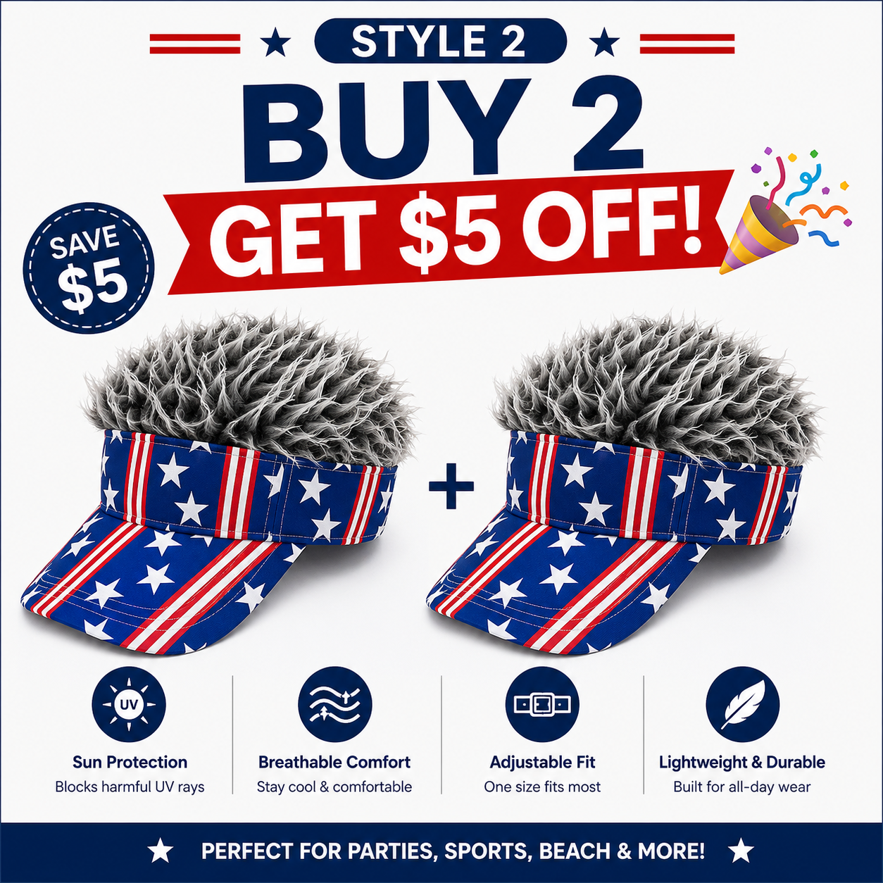🎉American Flag Wig Hat - Celebrate 250 Years of American Heritage in Style!