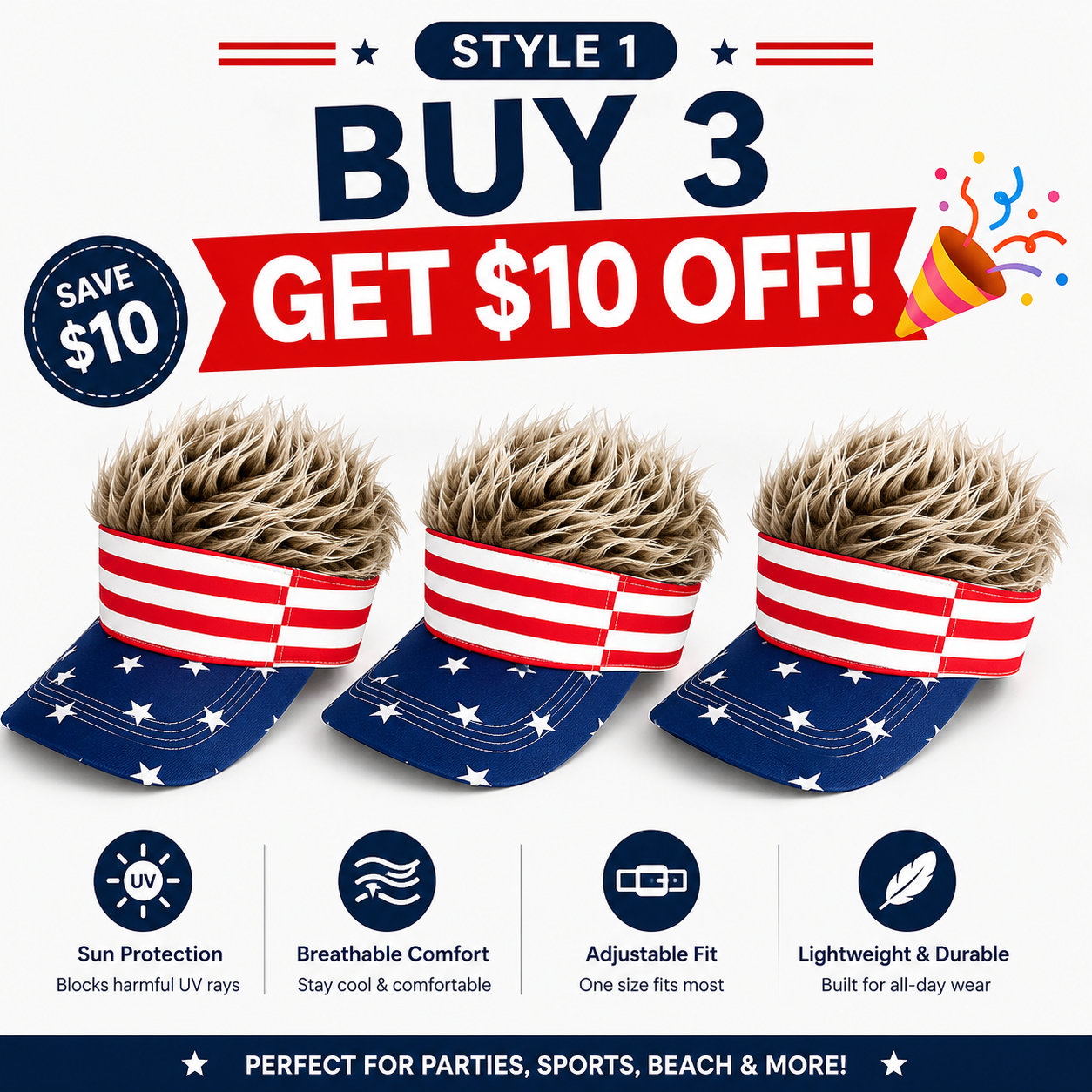 🎉American Flag Wig Hat - Celebrate 250 Years of American Heritage in Style!
