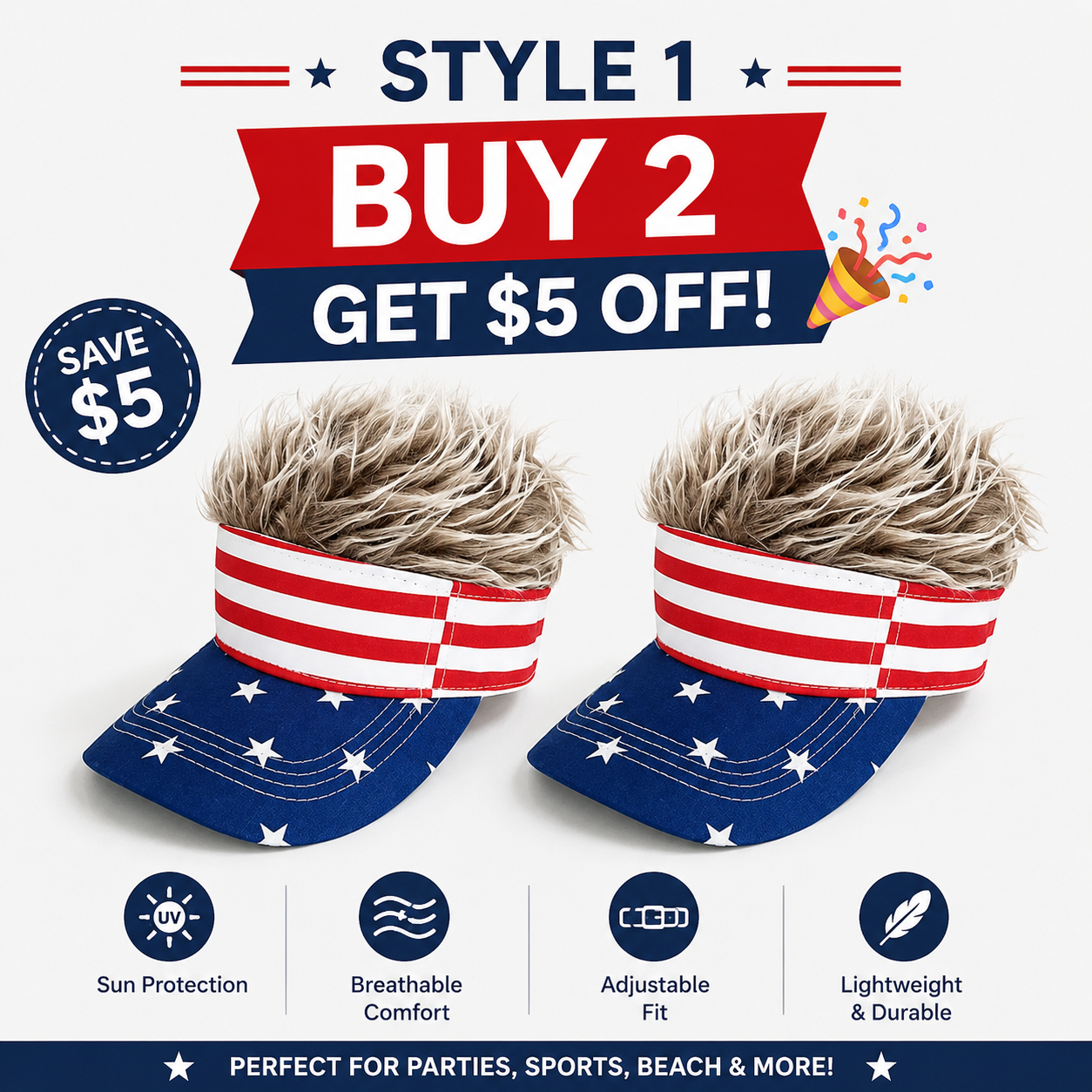 🎉American Flag Wig Hat - Celebrate 250 Years of American Heritage in Style!
