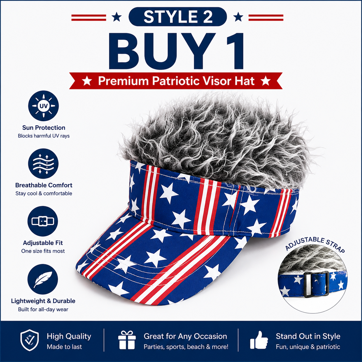 🎉American Flag Wig Hat - Celebrate 250 Years of American Heritage in Style!