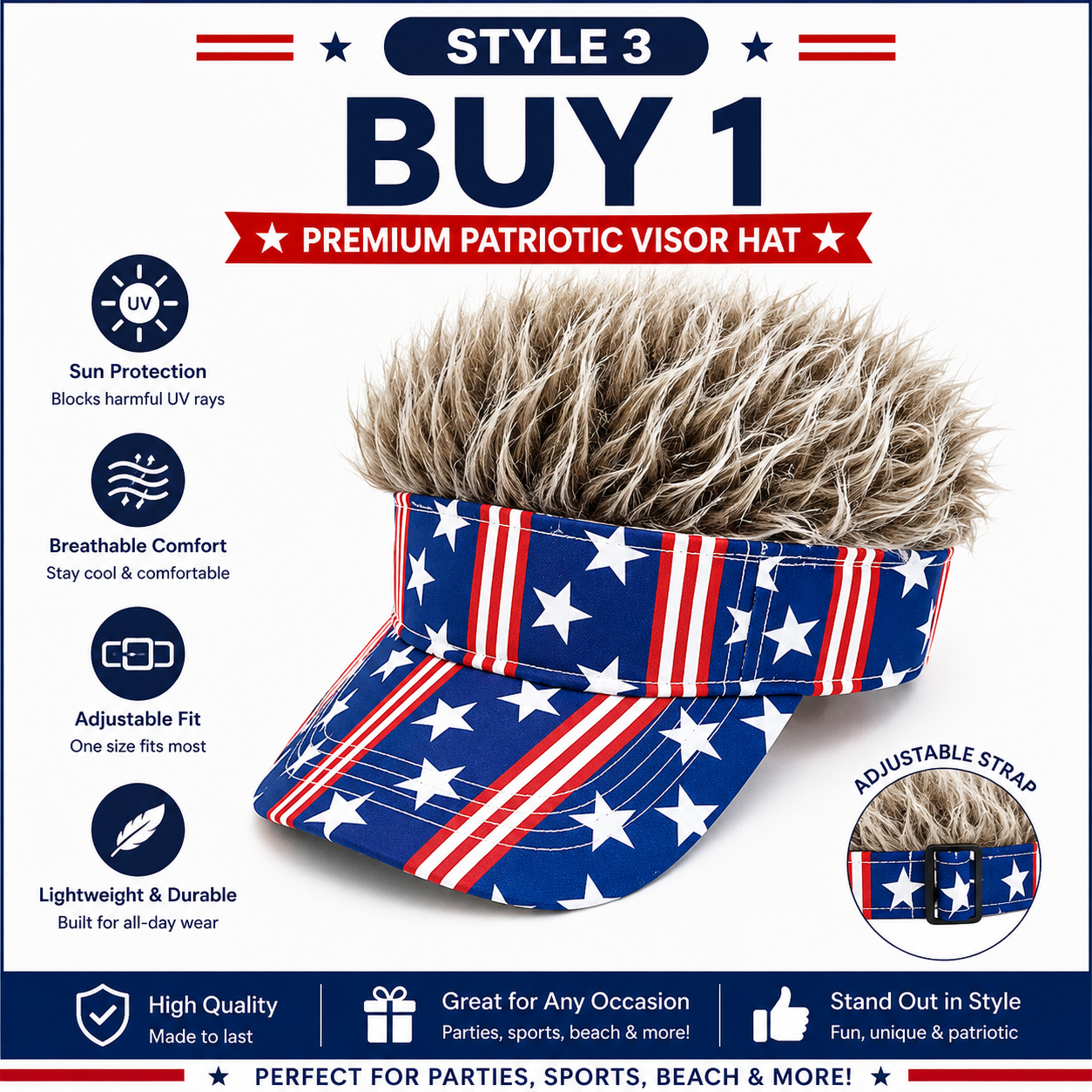 🎉American Flag Wig Hat - Celebrate 250 Years of American Heritage in Style!