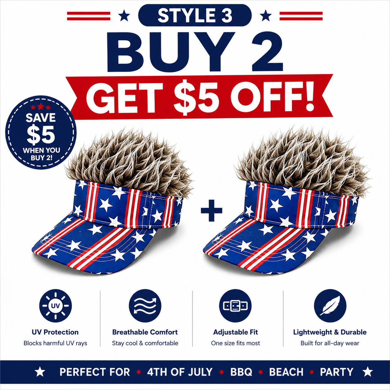 🎉American Flag Wig Hat - Celebrate 250 Years of American Heritage in Style!