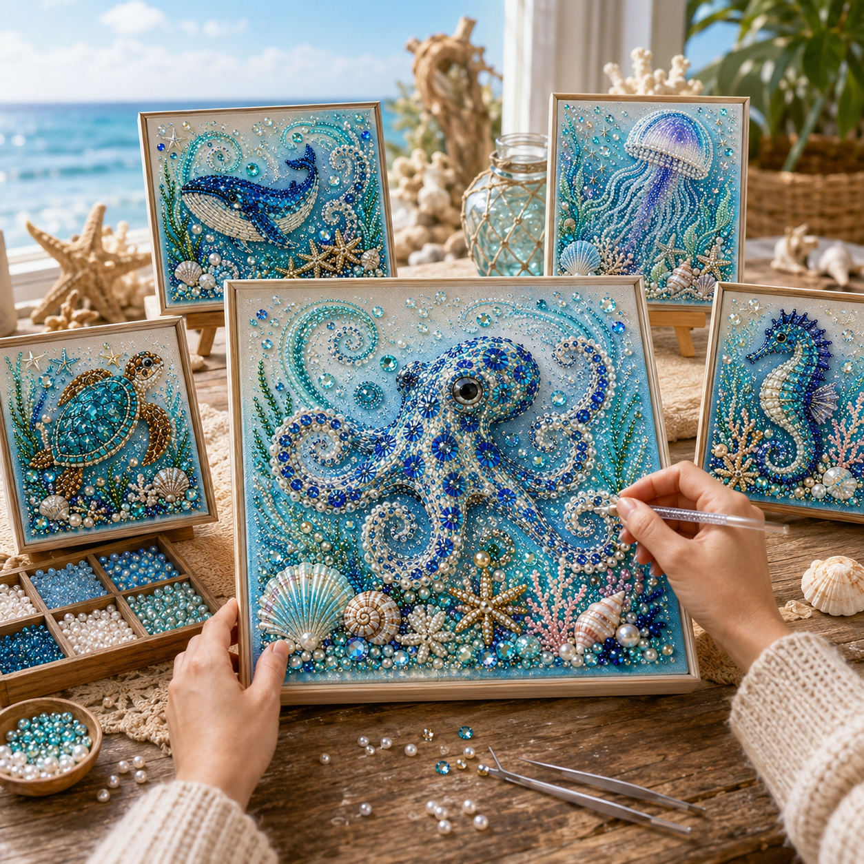 🔥Limited time 70% OFF - 🌊✨ Ocean Theme Pearl Art DIY Kit – Relaxing DIY Craft to Create Stunning Coastal Artwork (📦Buy 2 Get 1 FREE)