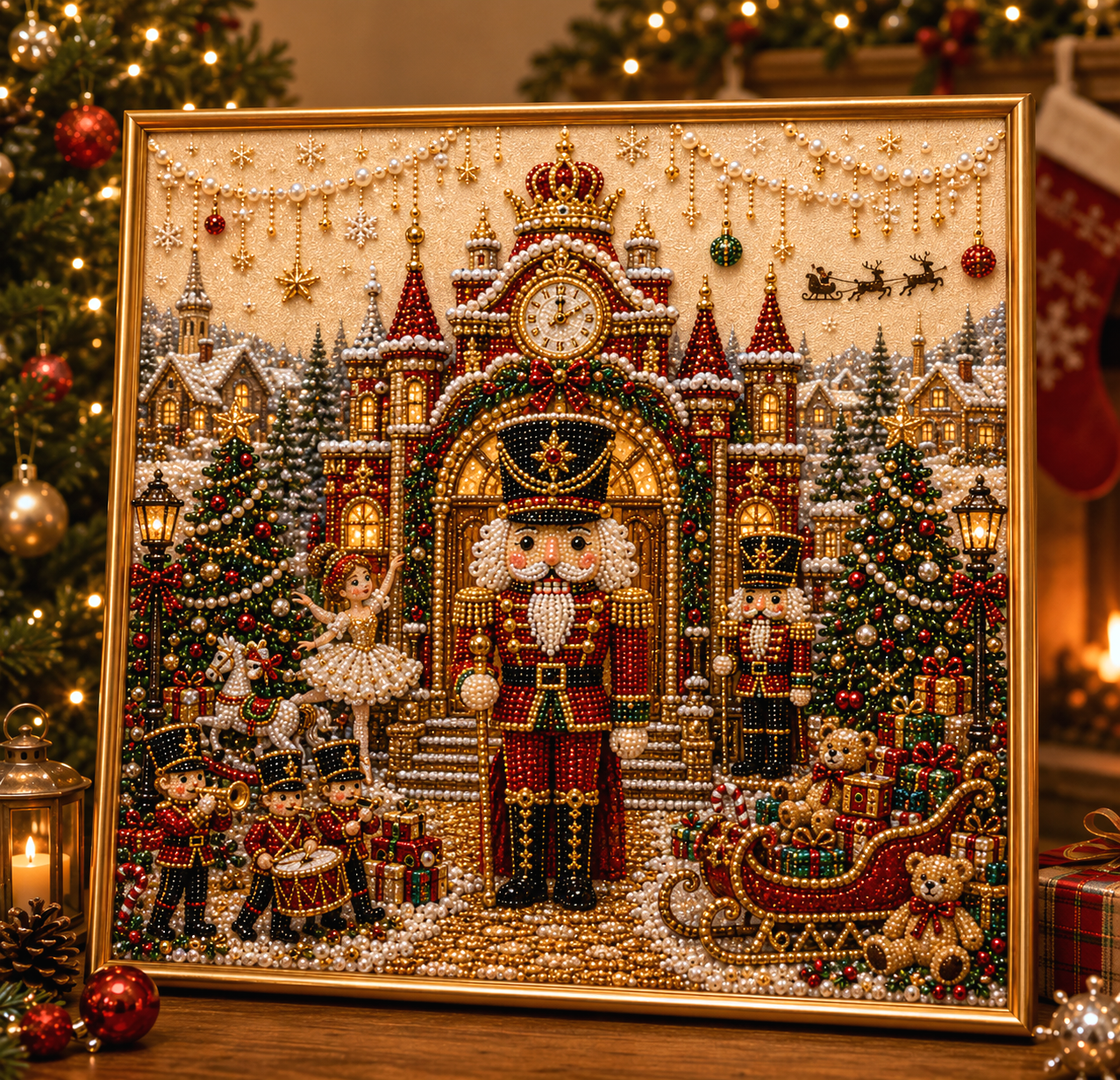 🧘Relaxing & Beginner-Friendly-🎄🎅 Premium 3D Pearl Christmas Wall Art Kit(❤Same as the Vedio)