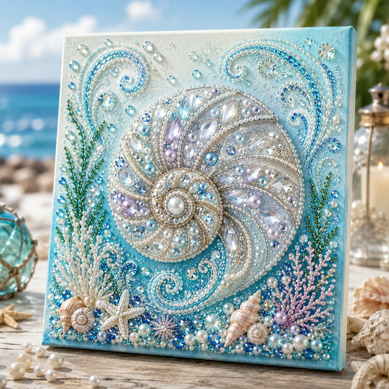 🧘Relaxing & Beginner-Friendly-🌊✨ Ocean Theme Pearl Art DIY Kit (❤Same as the Vedio)