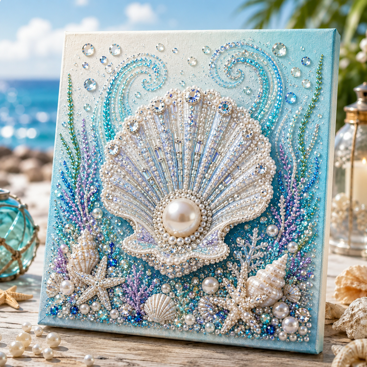 🧘Relaxing & Beginner-Friendly-🌊✨ Ocean Theme Pearl Art DIY Kit (❤Same as the Vedio)