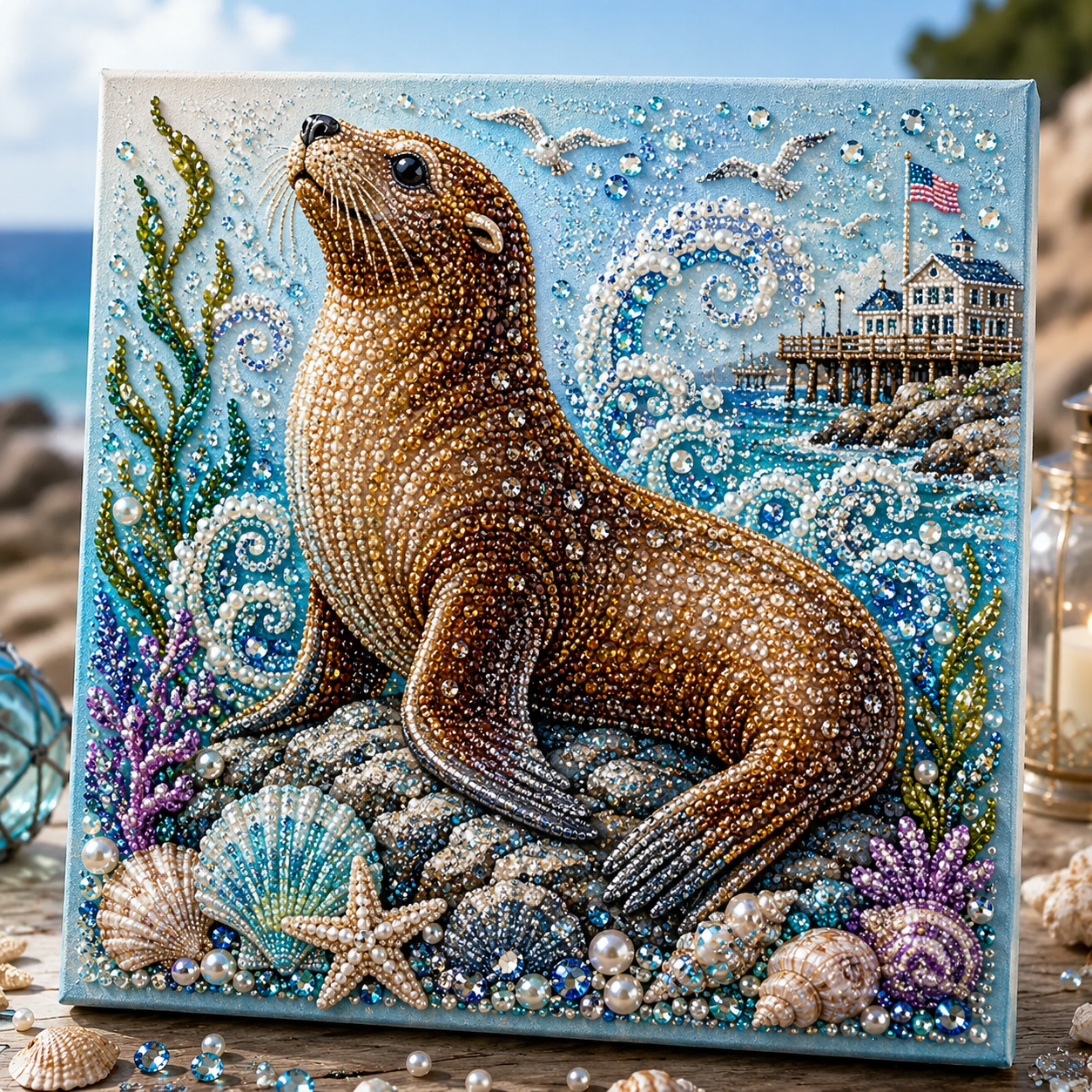 🧘Relaxing & Beginner-Friendly-🌊✨ Ocean Theme Pearl Art DIY Kit (❤Same as the Vedio)