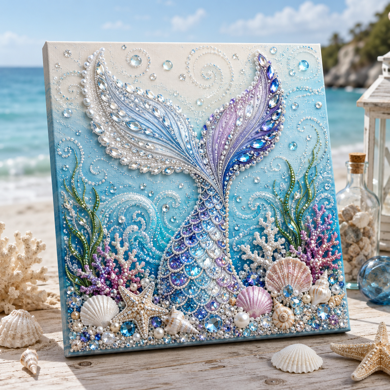 🧘Relaxing & Beginner-Friendly-🌊✨ Ocean Theme Pearl Art DIY Kit (❤Same as the Vedio)