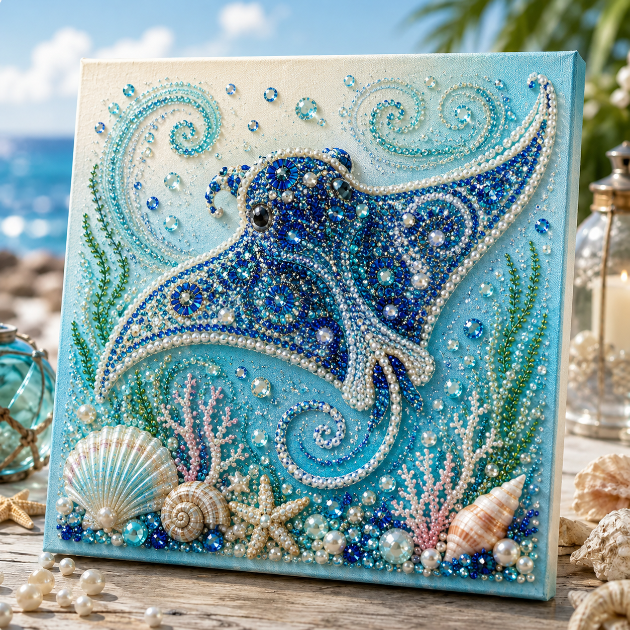 🧘Relaxing & Beginner-Friendly-🌊✨ Ocean Theme Pearl Art DIY Kit (❤Same as the Vedio)
