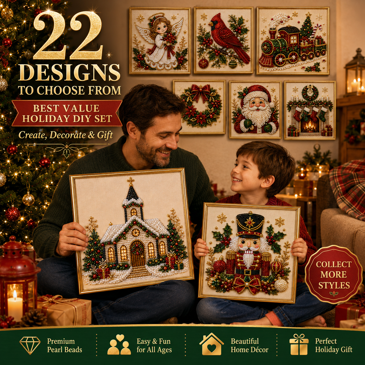 🧘Relaxing & Beginner-Friendly-💎DIY Christmas Pearl Diamond Painting Art Kit(❤Same as the Vedio)