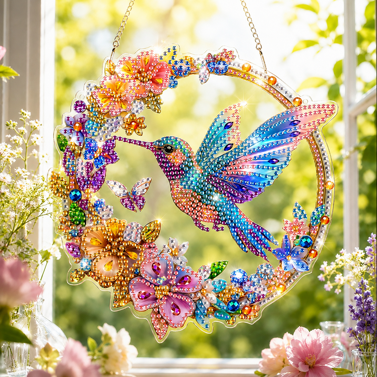 🔥Limited time 70% OFF - 🐦✨Hummingbird Diamond Art Hanging Ornament Kit – Sparkling DIY Window Ornament 