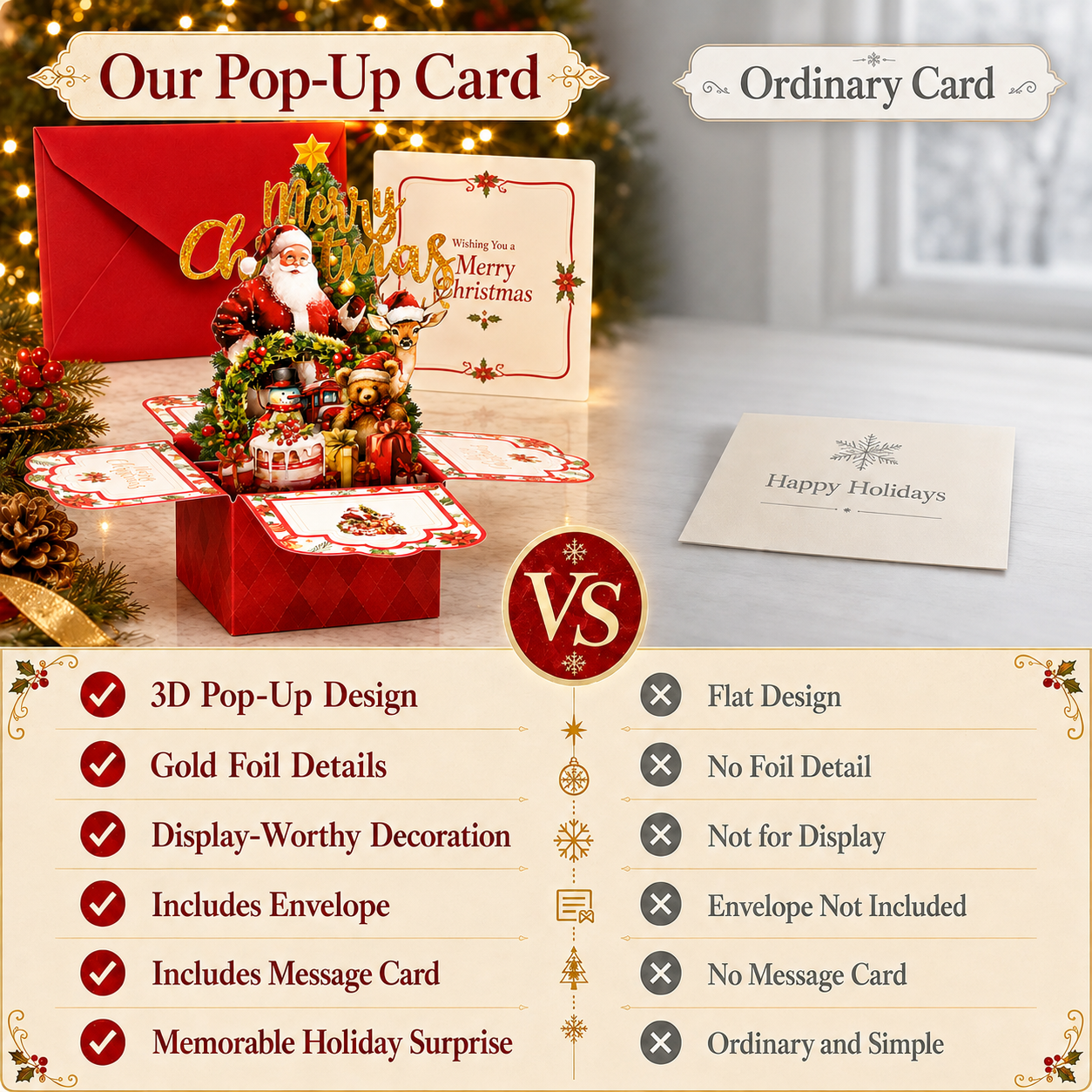 🔥 70% OFF - 3D Christmas Surprise Pop-Up Gift Box Card 🎅🎄
