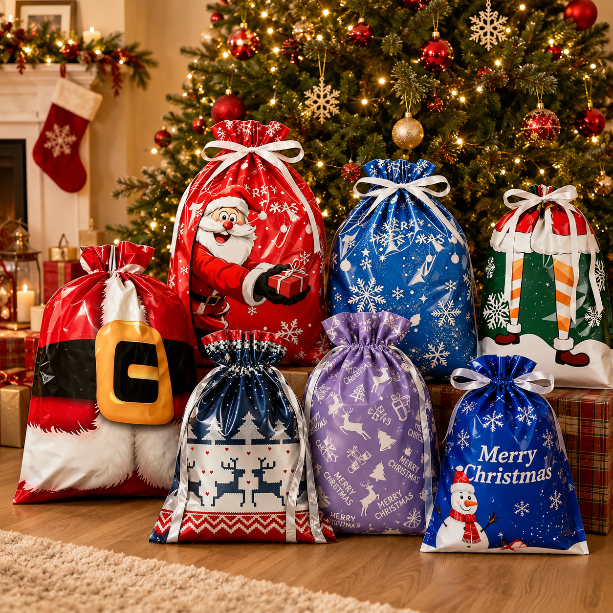 🎅Christmas Pre Sale - 70% OFF-🎄Drawstring Christmas Gift Bags (Biodegradable)