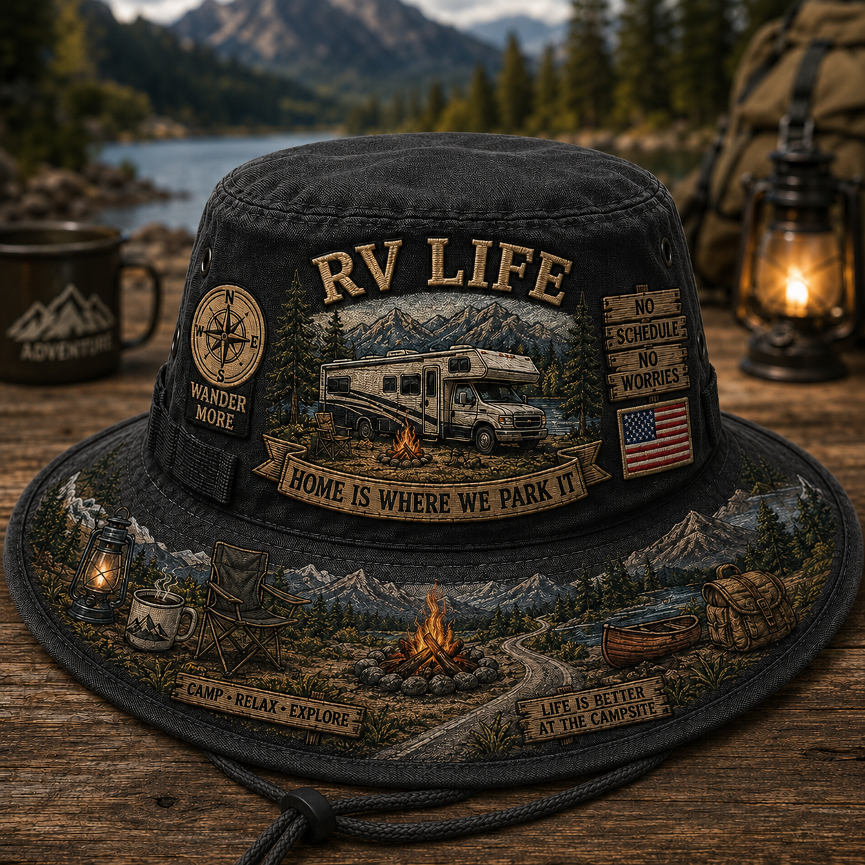 🔥Last Day 70% OFF - 🏕️Vintage RV Life Adventure Boonie Hat – Home Is Where We Park It