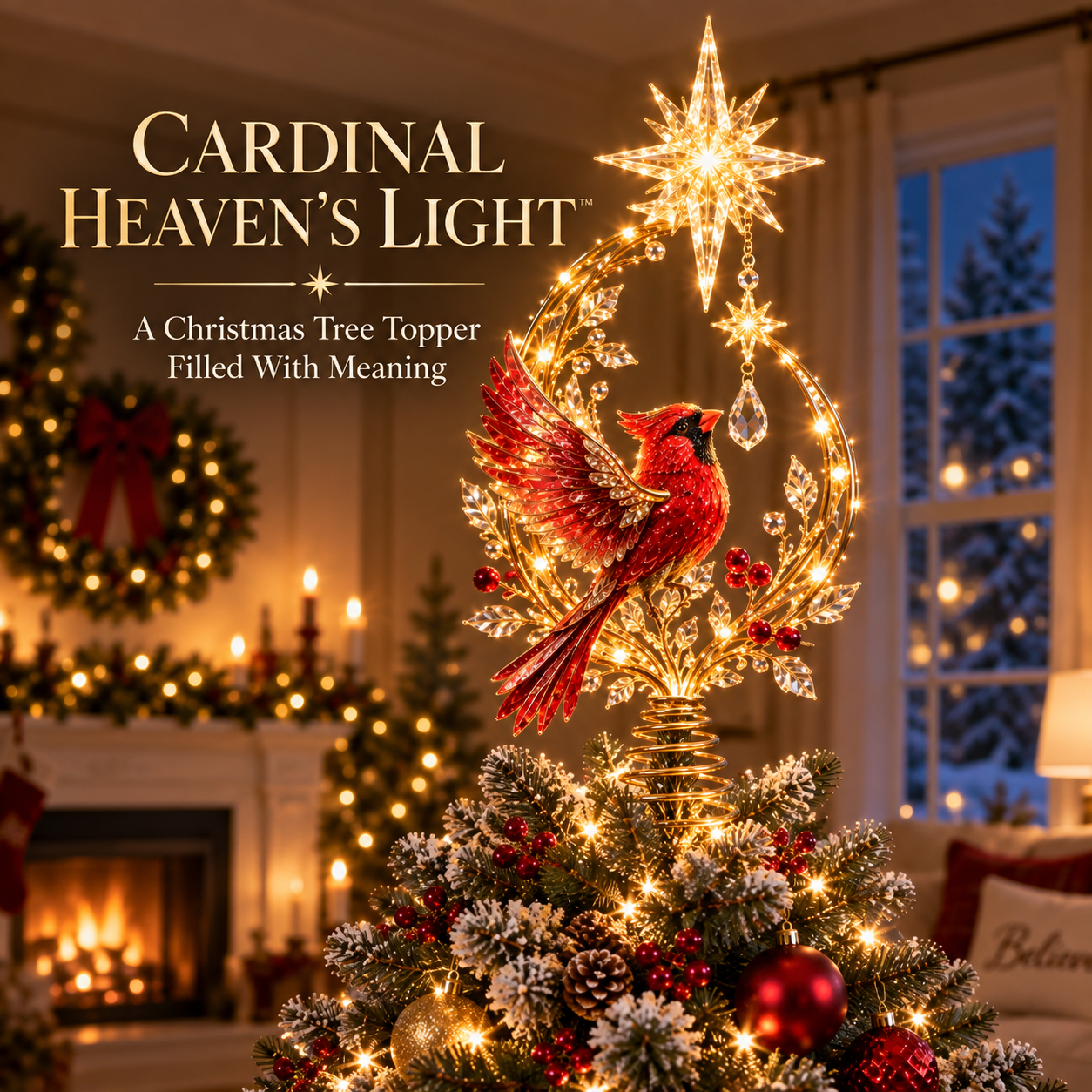 🔥 Limited Time 70% OFF – 🐦Cardinal Heaven’s Light Tree Topper🌟