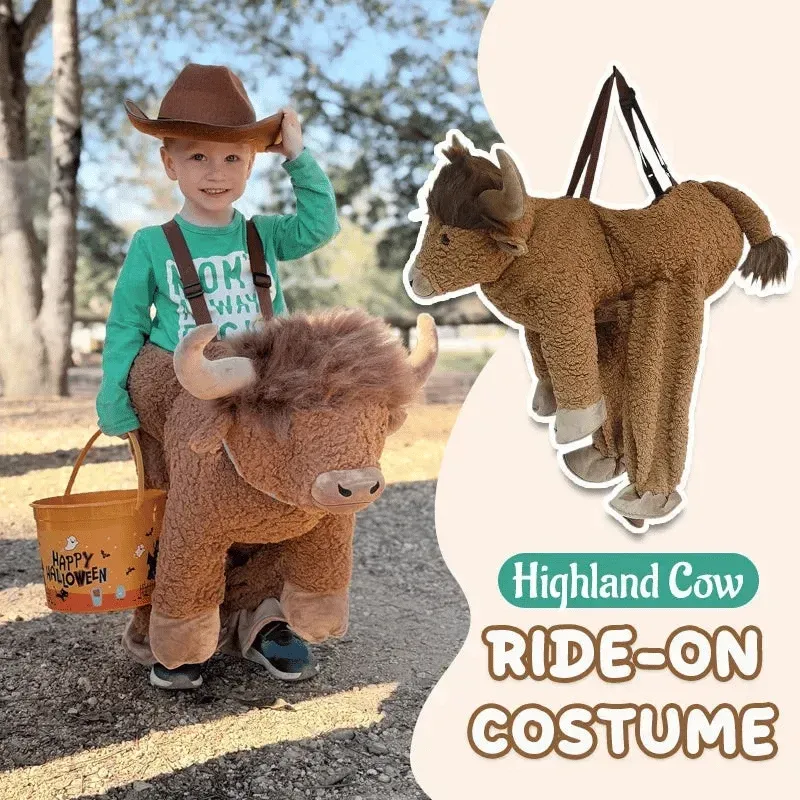 🔥Limited time 70% OFF -🐂Plush Bull Rider Ride‑On Kids Costume, Adjustable Harness Toddler Halloween