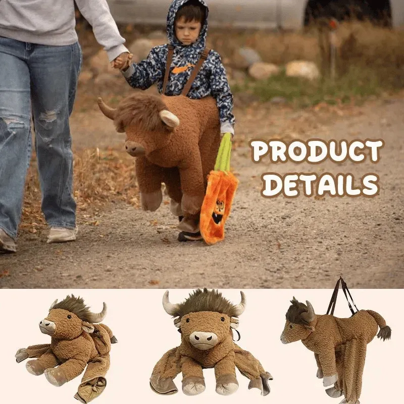 🔥Limited time 70% OFF -🐂Plush Bull Rider Ride‑On Kids Costume, Adjustable Harness Toddler Halloween