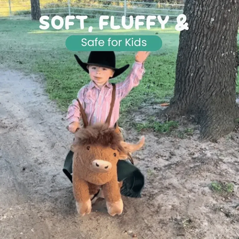 🔥Limited time 70% OFF -🐂Plush Bull Rider Ride‑On Kids Costume, Adjustable Harness Toddler Halloween