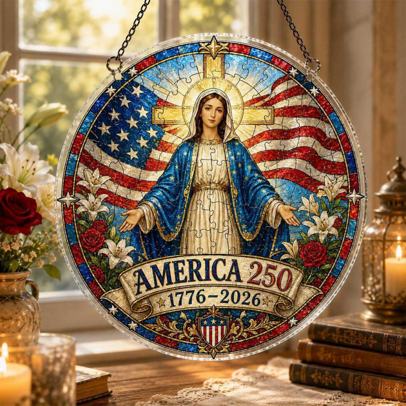 ✝️✨America 250 Christian Puzzle Ornament | 1776–2026 Patriotic Faith Hanging Decor