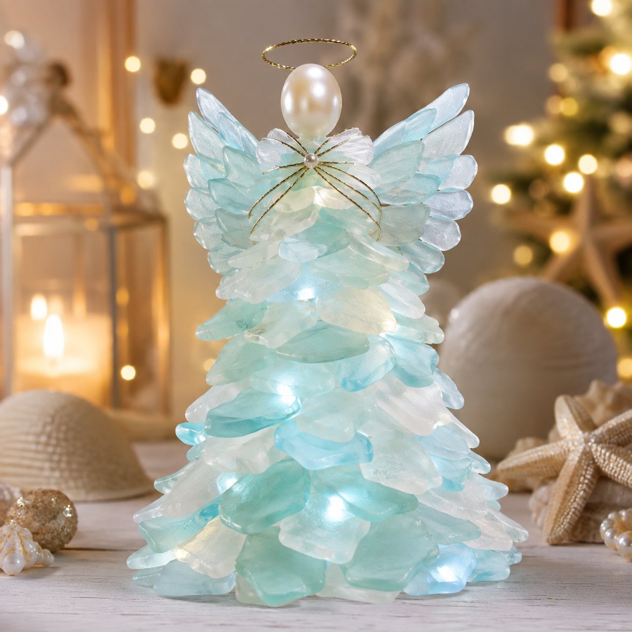 🔥Last Day 70% OFF – 🎅 Beginner-Friendly DIY Lighted Sea Glass Santa Christmas Decor Kit | Complete Kit with Sea Glass Pieces, Warm Fairy Lights & Step-by-Step Guide Included 💕