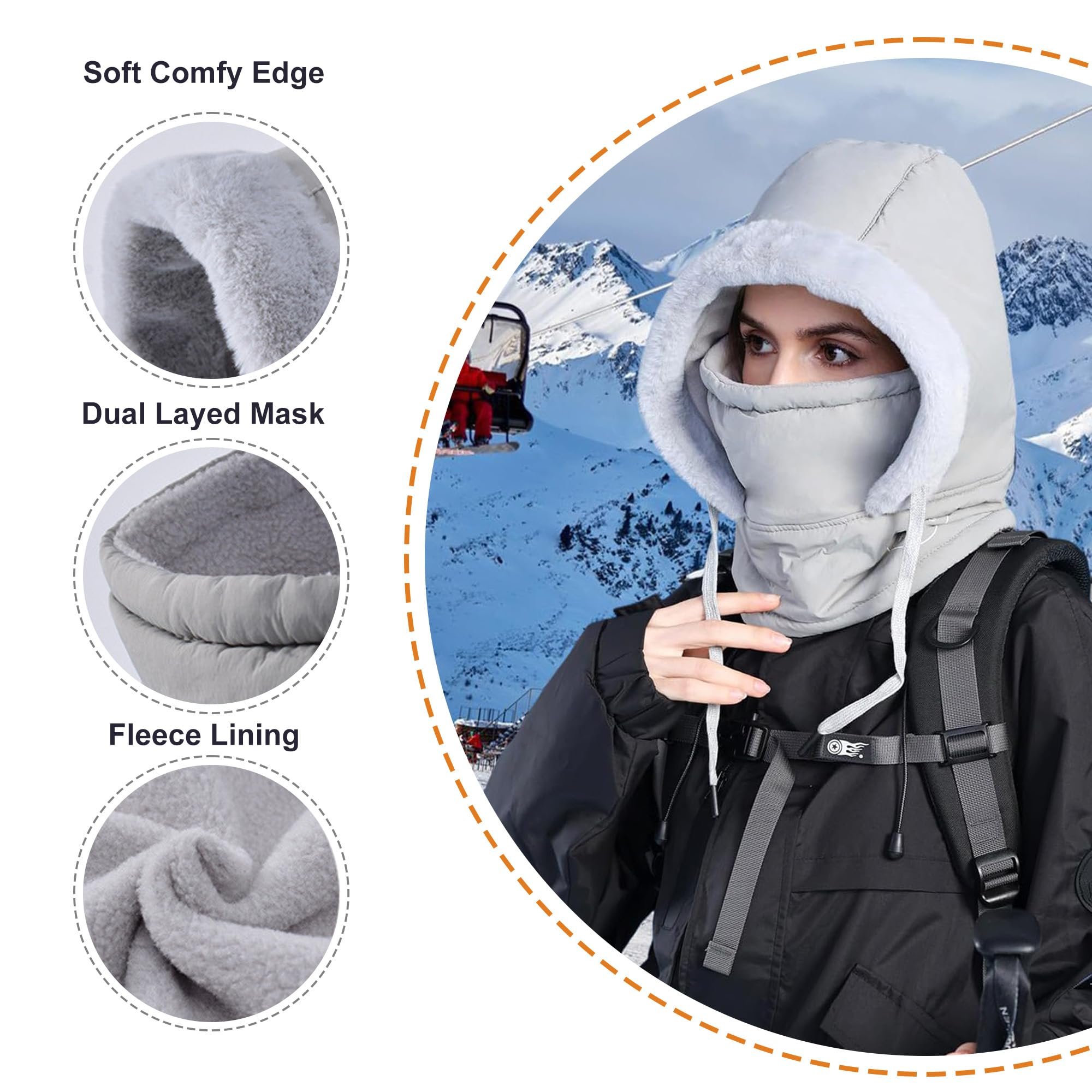 ❄️Unisex Winter Balaclava Hoodie - Waterproof Fleece Ski Mask with Face Shield & Earmuffs