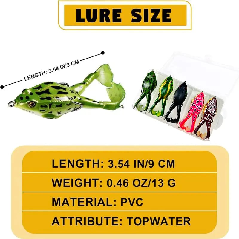 🐸“Lifelike Frog Lures Baits(5pcs a Set) – Anti - Grass Snag Design”🎣(✨Free Boutique Box)