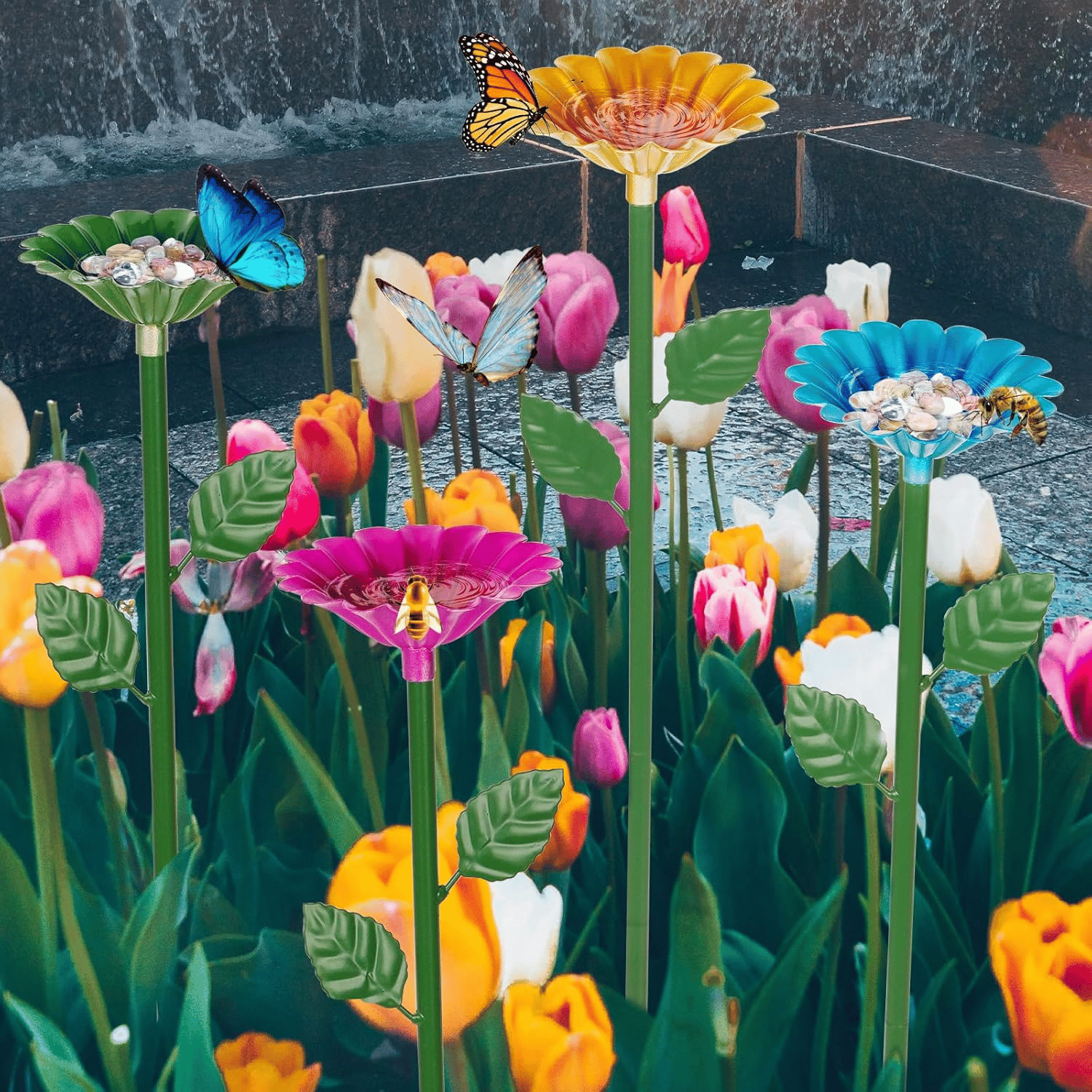 🐝🌷Bee and Butterfly Water Feeder with Flower Design🎁BUY MORE SAVE MORE