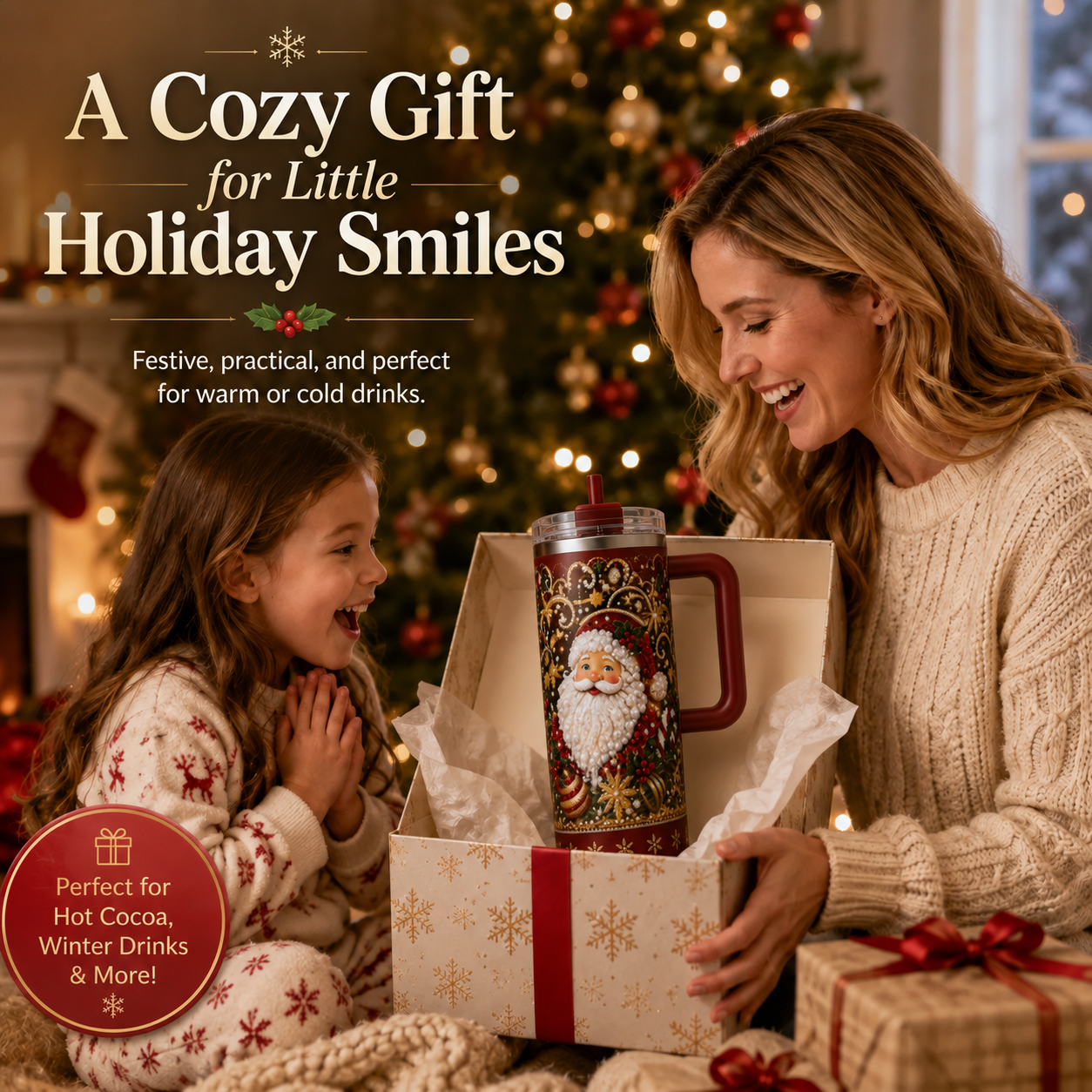 🔥Last Day 70% OFF -🎅✨ Luxury Christmas Santa Handle Tumbler – A Magical Holiday Gift