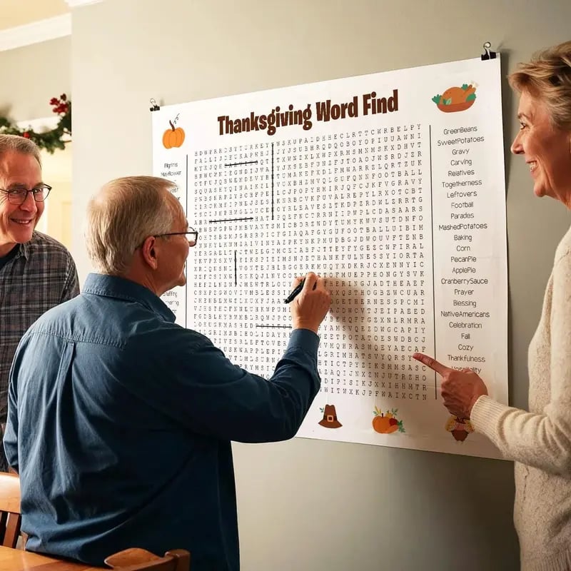 🎉 Jumbo Thanksgiving Word Search Poster – Giant 36"x24" Wall Game! 🎉