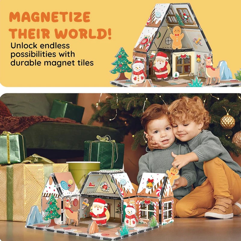 🔥Christmas Hot Sale 70% OFF - 🎄🎅Magnetic Gingerbread House Building Set